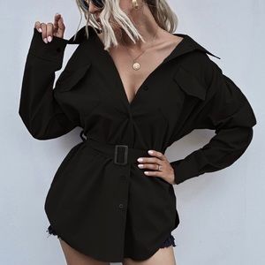The MARILYN Belted Button Down